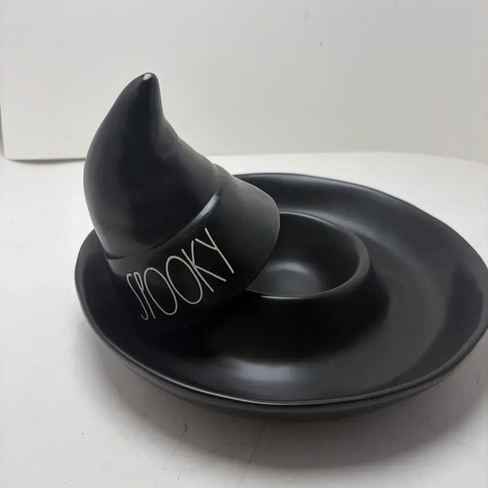 New Rae Dunn Halloween Spooky Witch Hat Chip Dip Platter